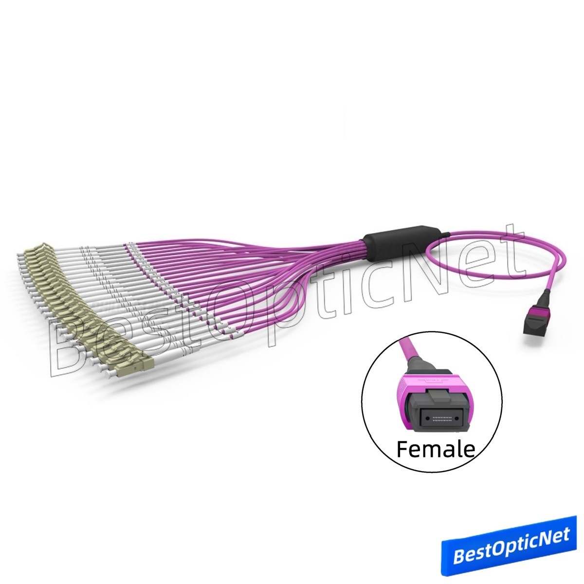 MPO to 24 LC OM4 24 Core Branch jumper Fiber Optic Patch Cord Breakout Fan Cable
