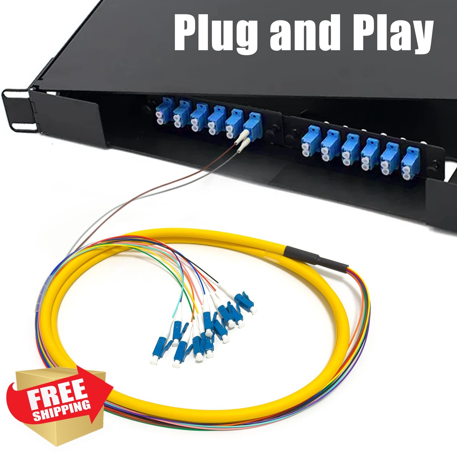 Bangun 4Pack LC UPC 12 Fiber Pigtail Bunch