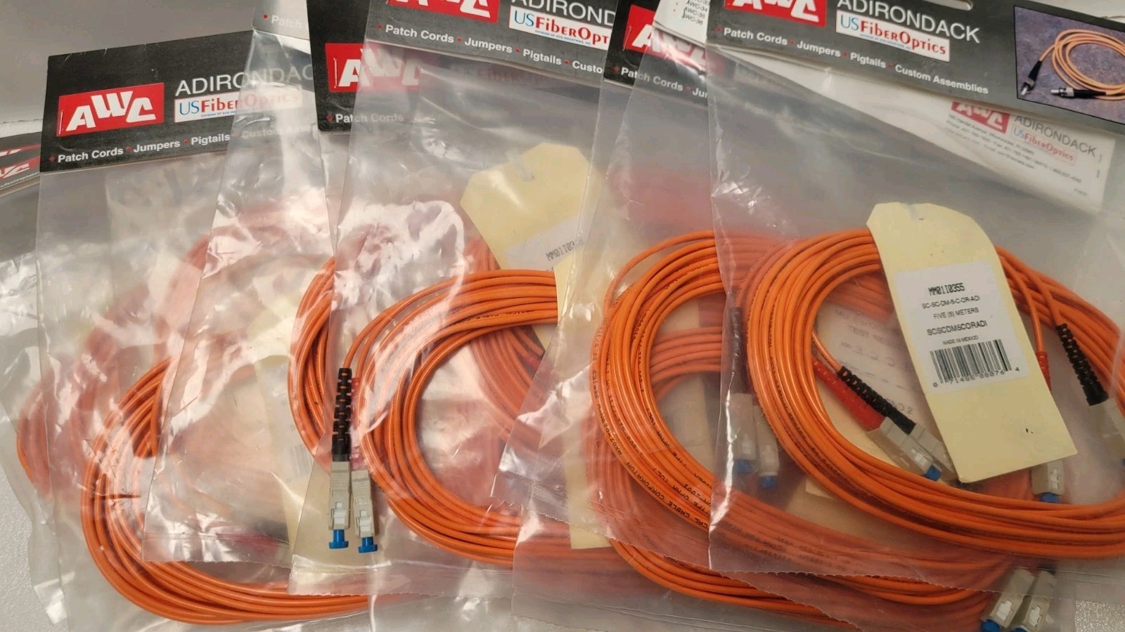 Lot of 12 SC to SC Duplex Multimode Fiber Optic Patch Cable Orange 5M NEW RETAIL