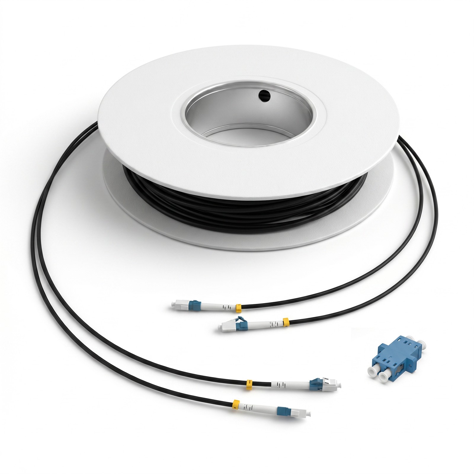 OS2 LC to LC Duplex Single Mode Outdoor Armored Fiber Patch Cable, TPU 30M-150M