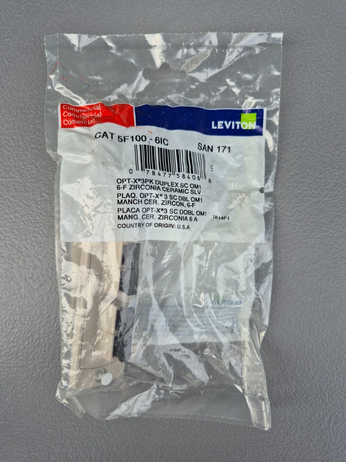 Brand New 5F100-6IC LEVITON SC Opt-X Precision Molded Plate Beige 62.5 – 6 Fiber