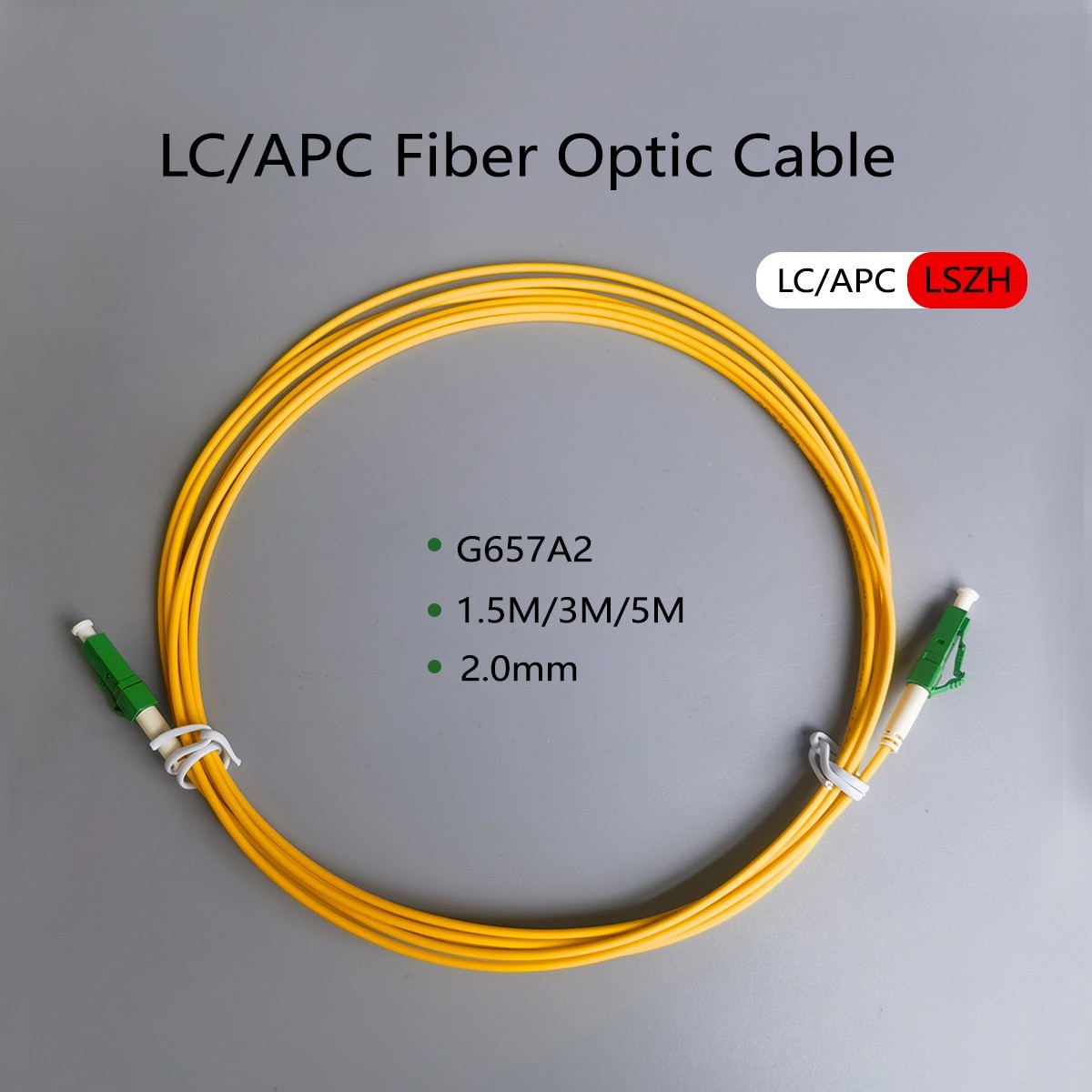 Fiber Optic Cable 1.5M/3M/5M 2.0mm LSZH G657A2 Single Mode LC/APC-LC/APC