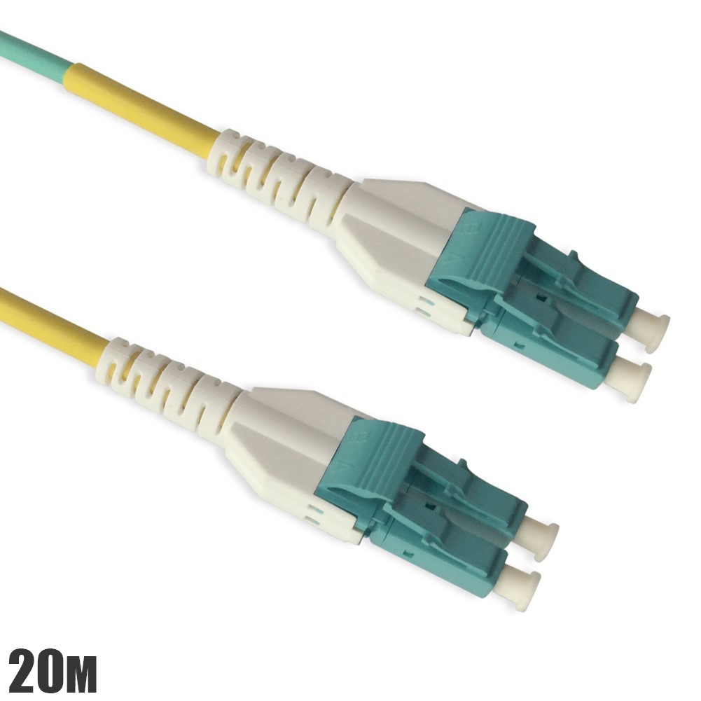 20M Uniboot LC UPC to LC UPC OM3 Multi Mode 50/125 Duplex Fiber Optic Cable Aqua