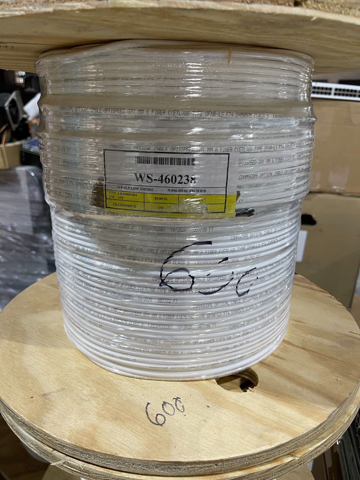 COMMSCOPE 6 STRAND FIBER N-006-DS-6F-FSU Optispeed OM1 MULTIMODE 600 feet WHITE