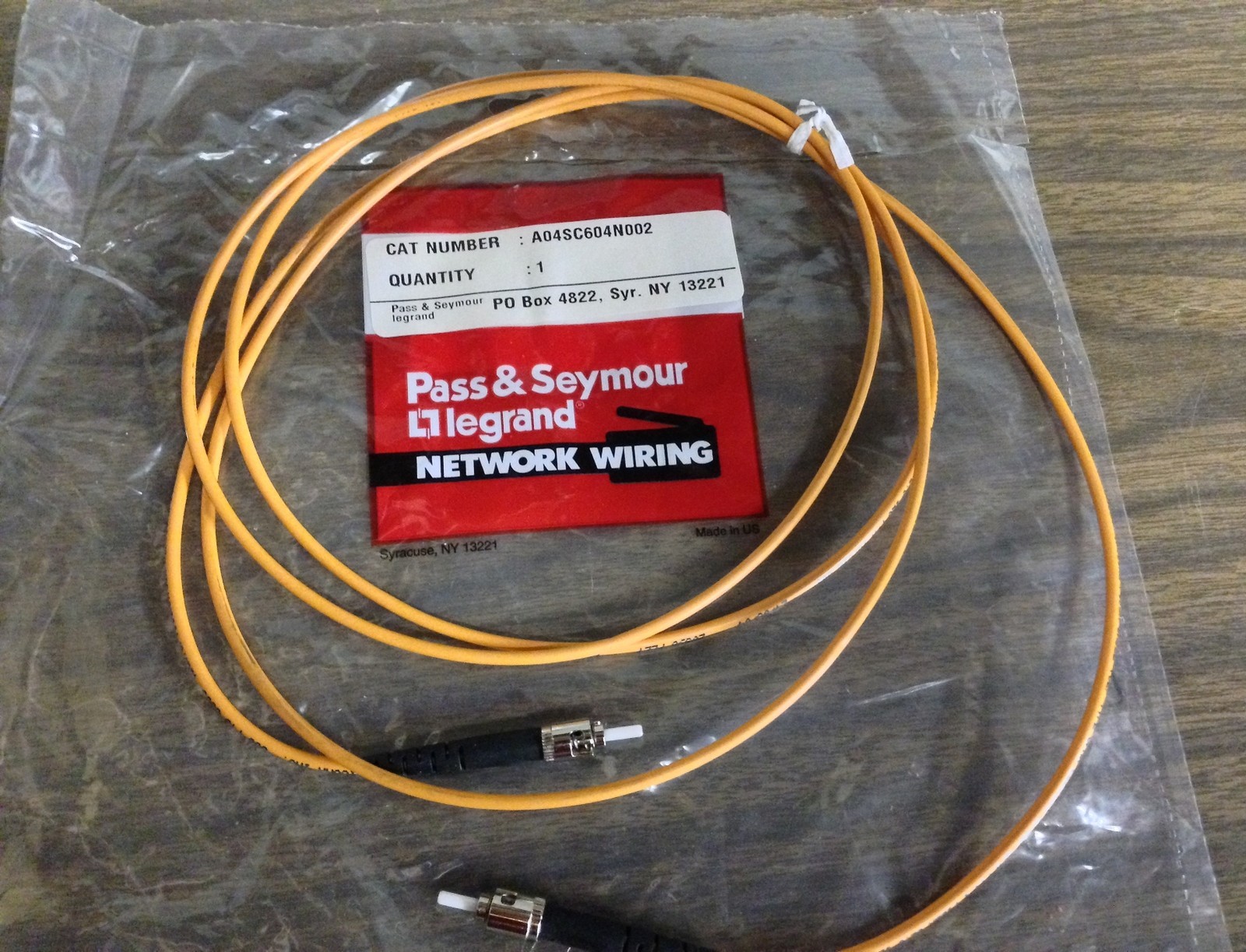 ST-ST Fiber Optic Patch Cord MM Multimode 62.5/125 Simplex 2 Meter A04SC604N002