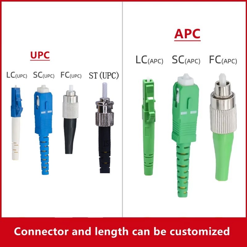 100M LC SC FC ST UPC APC 4 Strand Armored Fiber Patch Cord SM 9/125 Indoor Cable