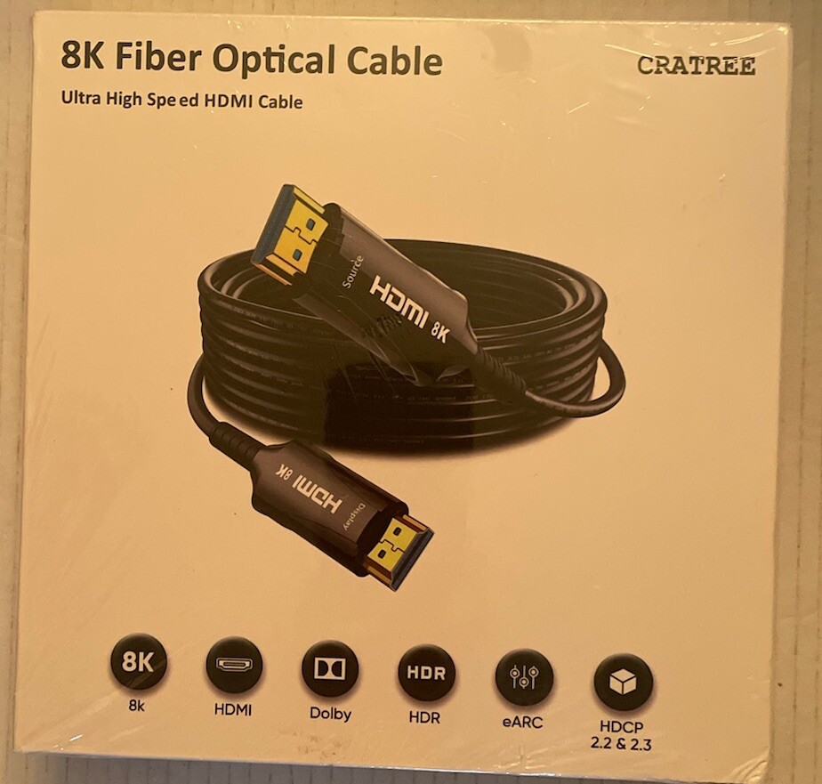 8K Ultra High Speed Fiber Optical HDMI Cable 50’
