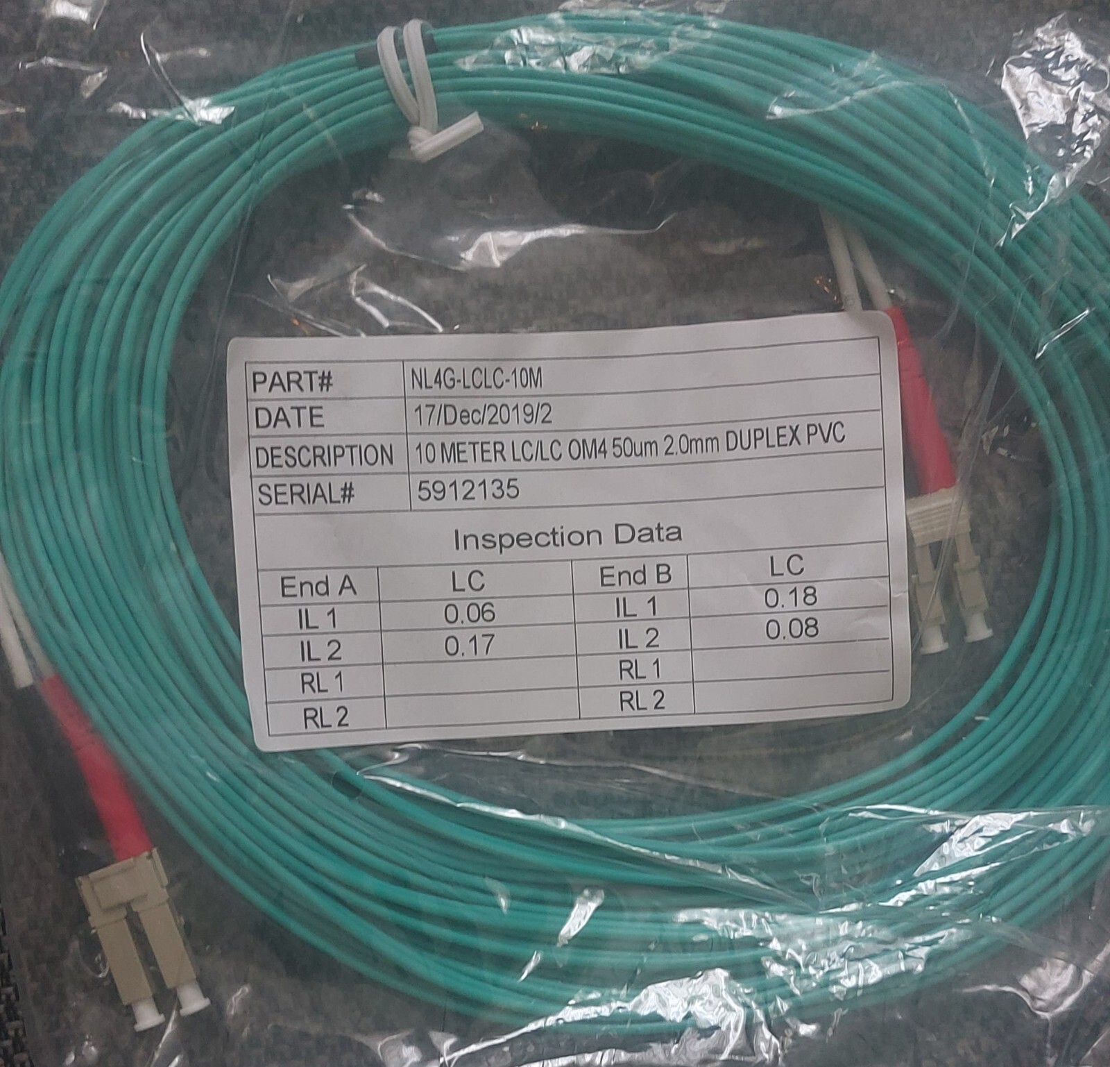 Pack of 9: 10m LC / LC 0M4 Duplex 2.0mm Fiber Optic Cable