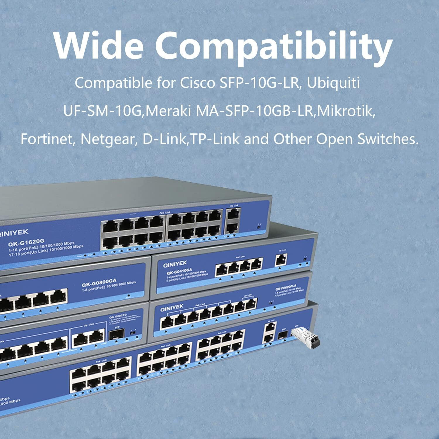 10 pack QINIYEK 10G BaseLR SFP+ FIBER Transceiver 1310nm ubiquiti cisco meraki