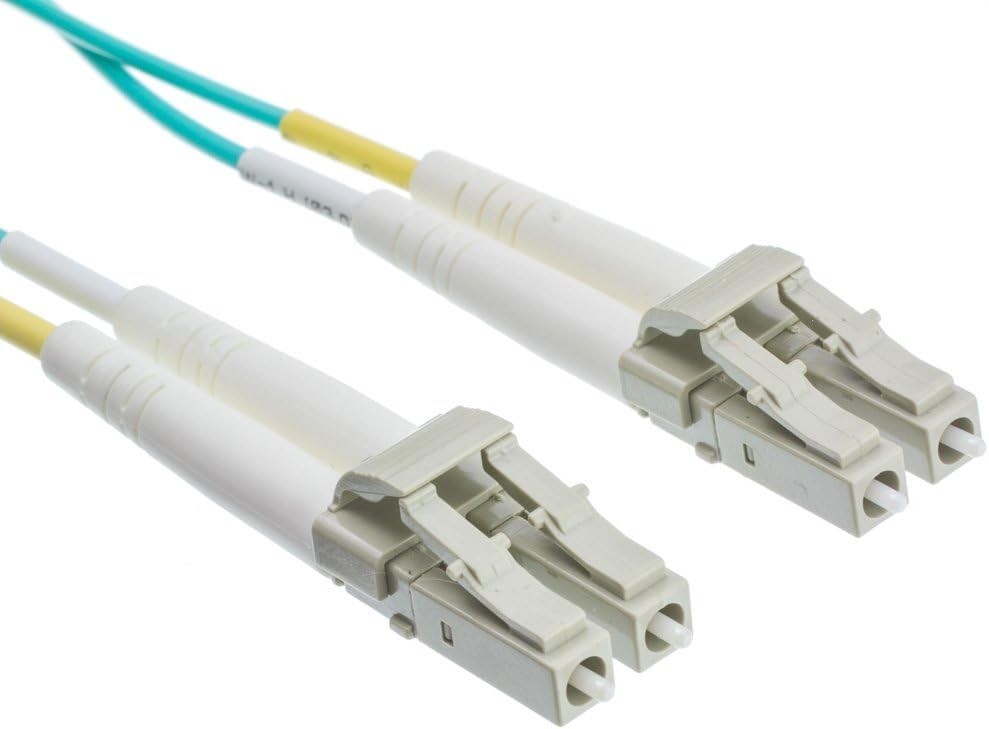 Plenum 10 Gigabit Aqua Fiber Optic Cable, LC/LC, Multimode Duplex LCLC-31010-PL