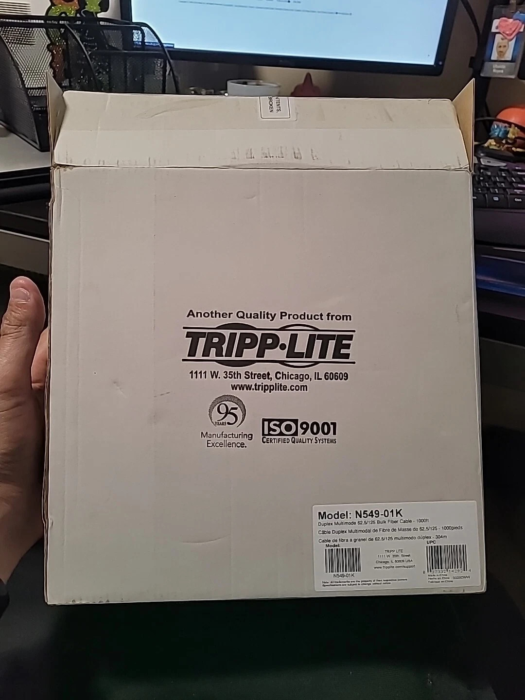 Eaton Tripp Lite 1000 ft. Bulk Fiber Optic Patch Cable, Duplex Multimode 62.5/12