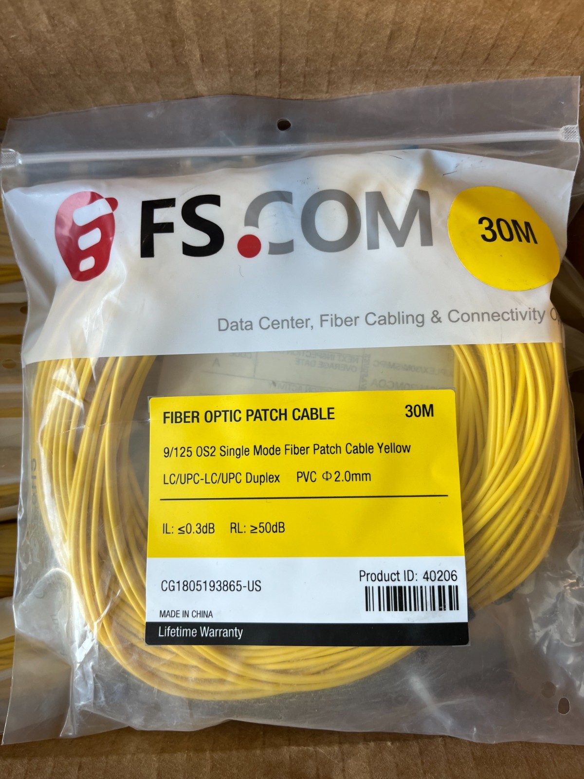 Lot of 14 30m OS2 9/125 Single Mode Fiber Patch Cable LC/UPC LC/UPC Duplex