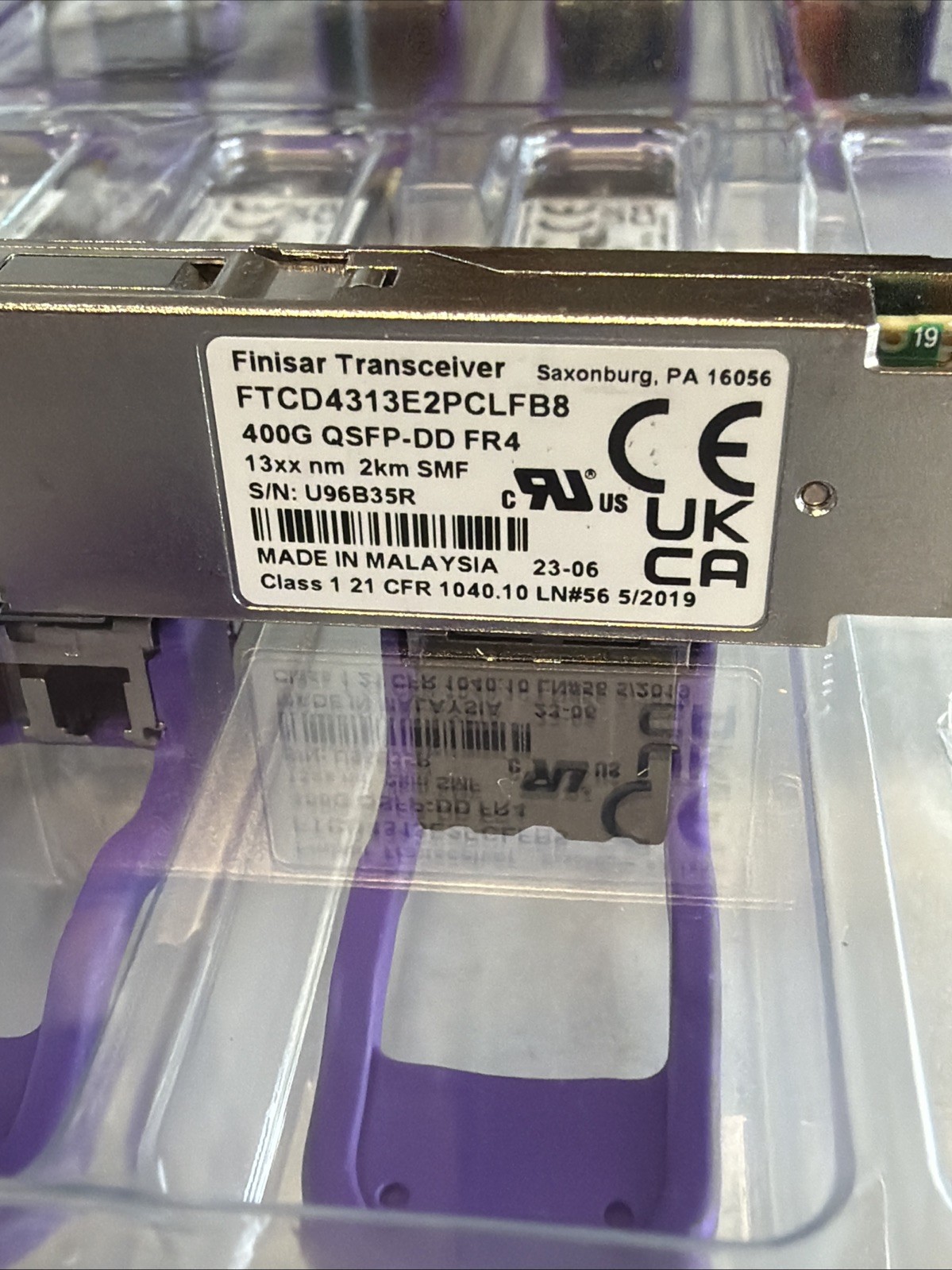 1 FINISAR FTCD4313E2PCLFB8 Transceiver 400G QSFP-DD FR4 13XX nm 3km SMF Qty 1