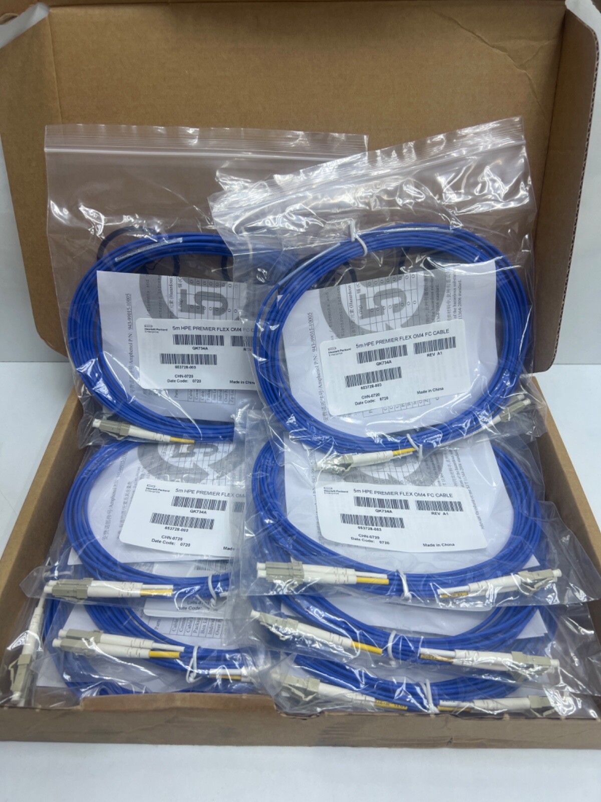 LOT 8pcs HPE Premier Flex OM4 FC,15 M Fibre Optical Cable QK734A 653728-003