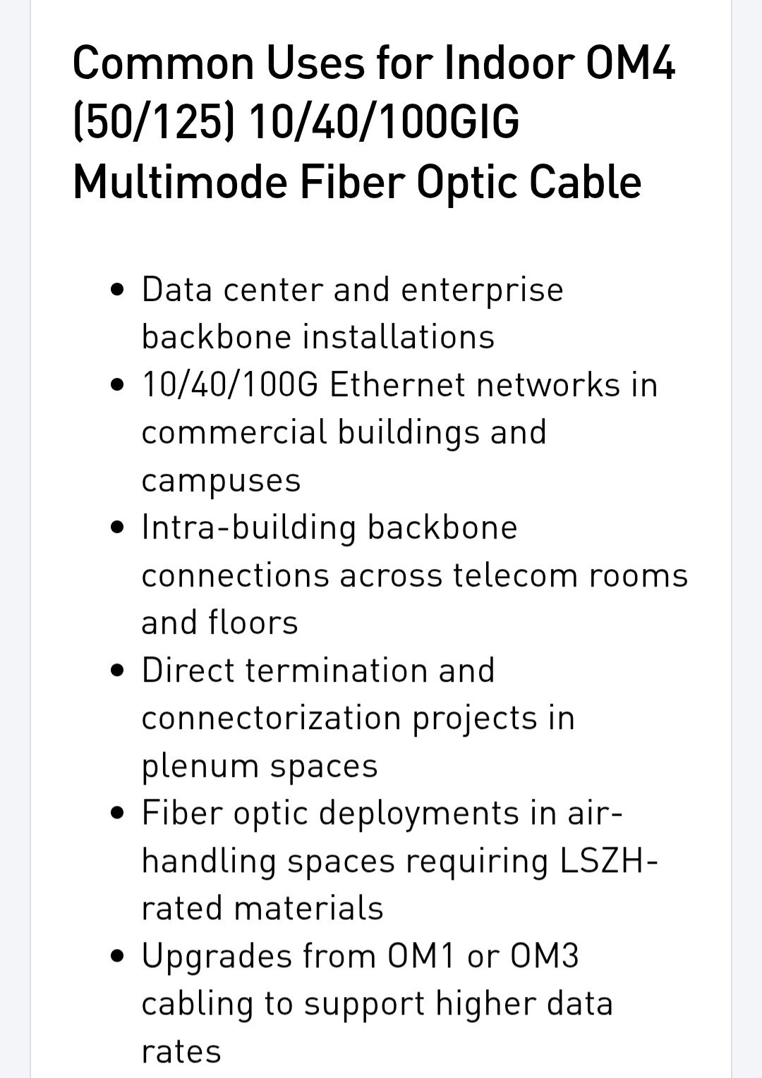 516 Ft – Corning 6-Strand Multimode OM4 Fiber Optic Cable