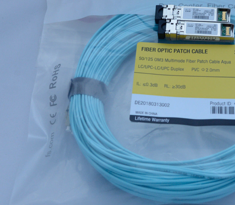 Mellanox Fibre Optic Kit 2x Cisco SFP+ Transceiver + 50m OM3 Cable 10Gbps 10G