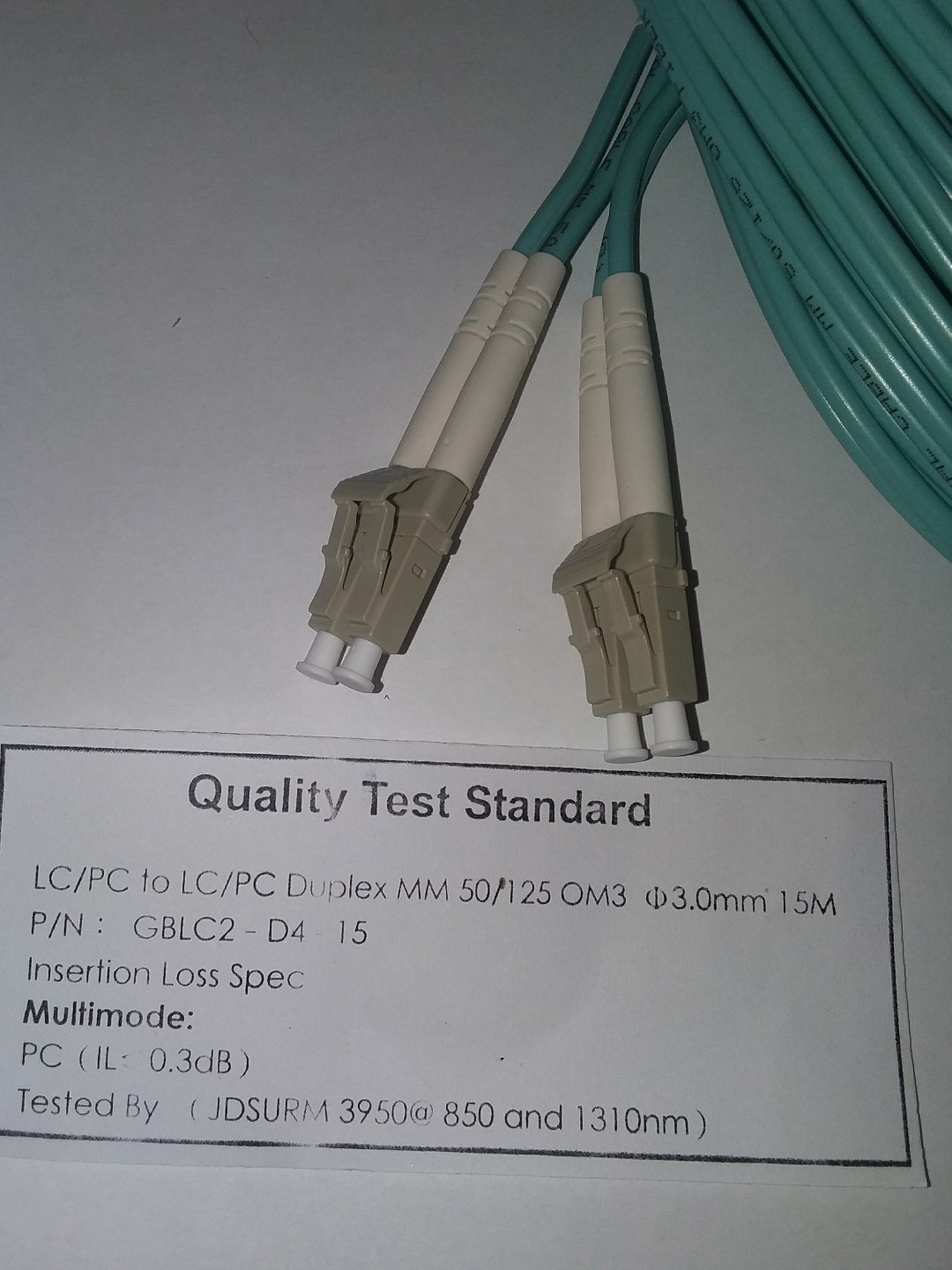 Fiber Optic Patch Cord 49 Ft.LC-LC Duplex Multi Mode 15 Meter 50/125 0M3 3.0mm