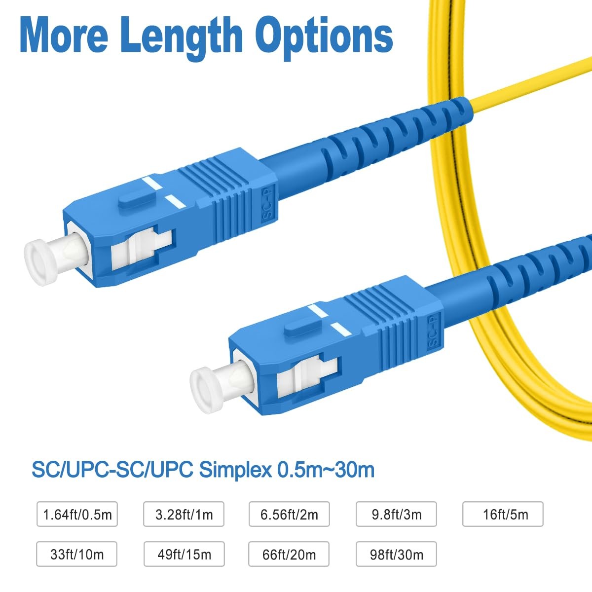 3ft/1m SC to SC Fiber Optic Internet Cable, OS2 Single Mode Fiber Patch Cable…