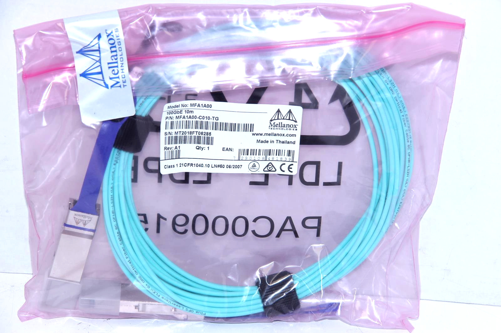 MELLANOX MFA1A00-C010 100GbE QSFP 10M Active Fiber Cable NEW