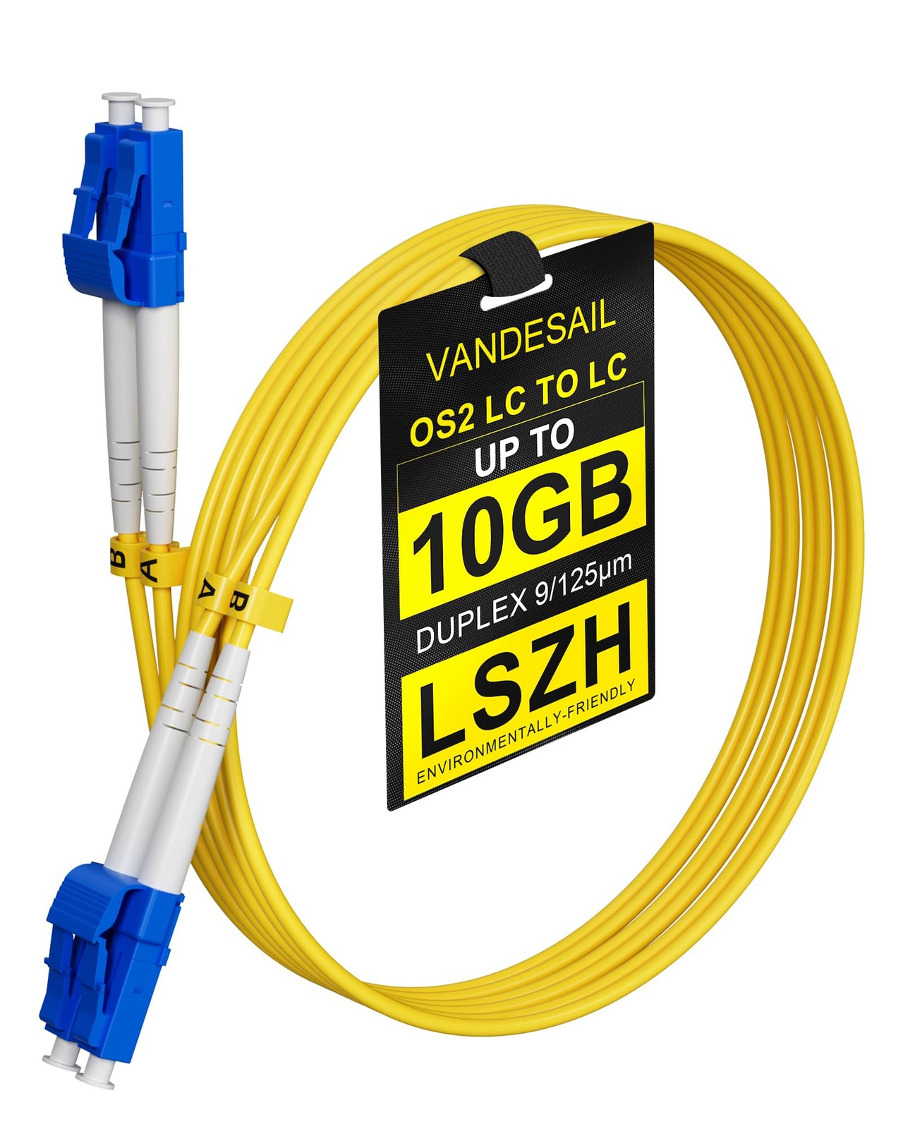 1 Pack 30M 98.4FT OS2 LC to LC Fiber Cable, 1G/10GB SMF Duplex, 9/125m, LSZH