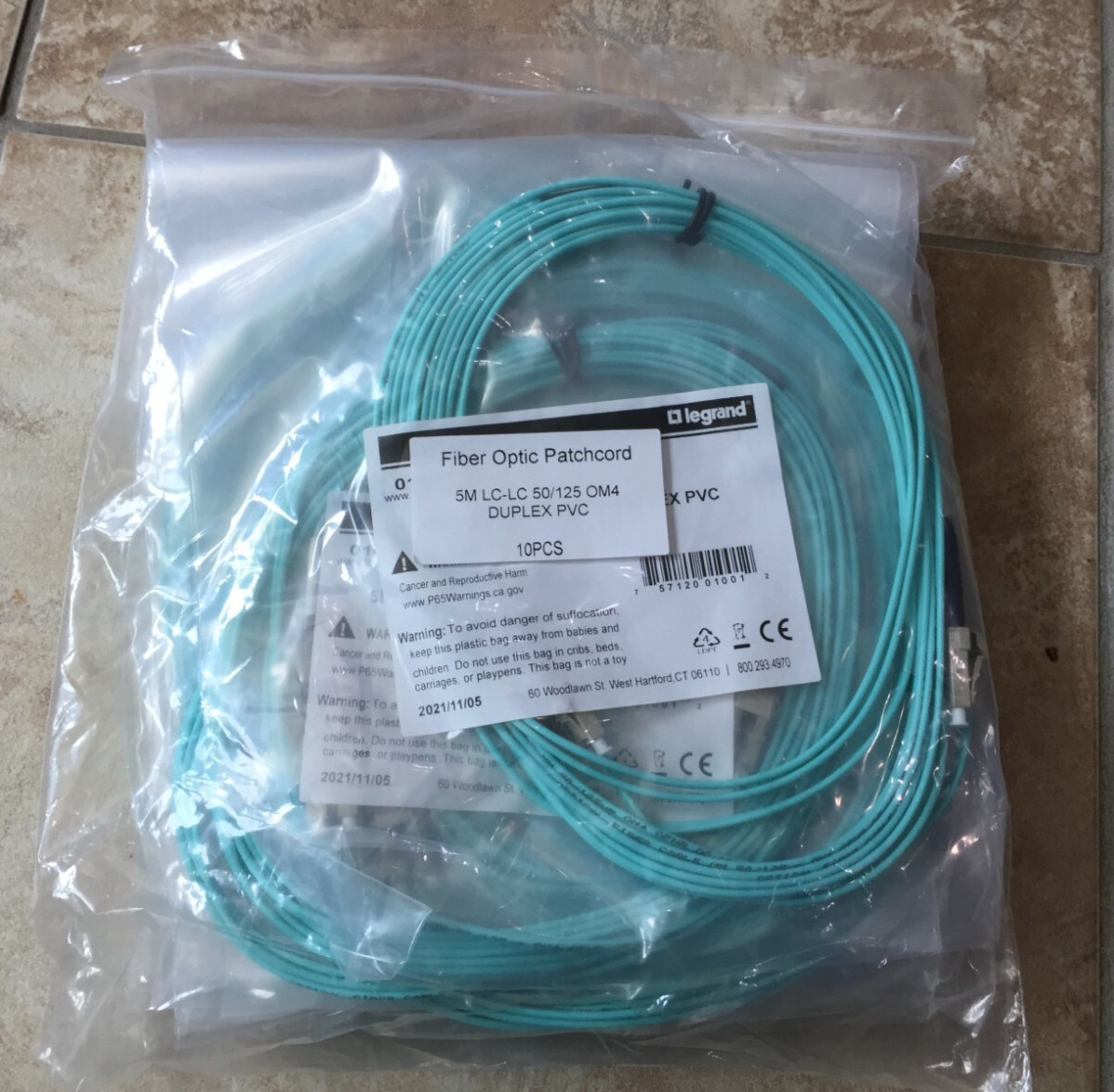 Lot of 10 Legrand C2G 5M (16ft) LC-LC 50/125 OM4 DUPLEX Multimode Patch Cord