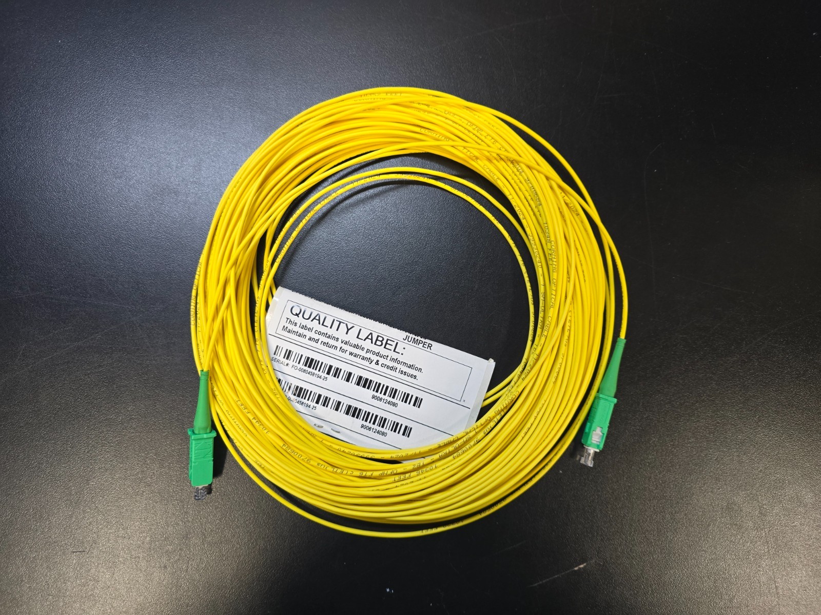 Corning Fiber Patch Cable 100FT Singlemode Plenum SC/APC-SC/APC 444401G2831100F