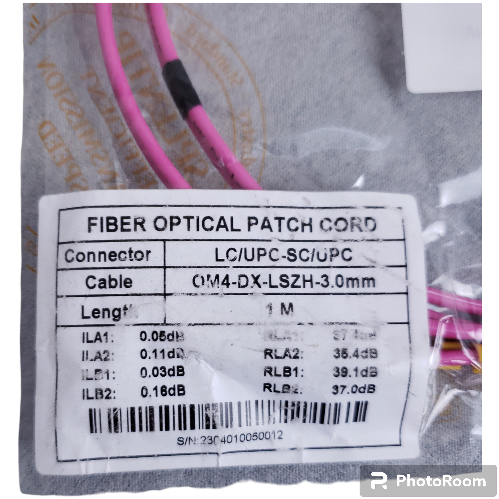 Splentip Fiber Optic Cable OM4-DX-LSZH 3.0mm 1M Duplex Magenta Pink Patch Cord