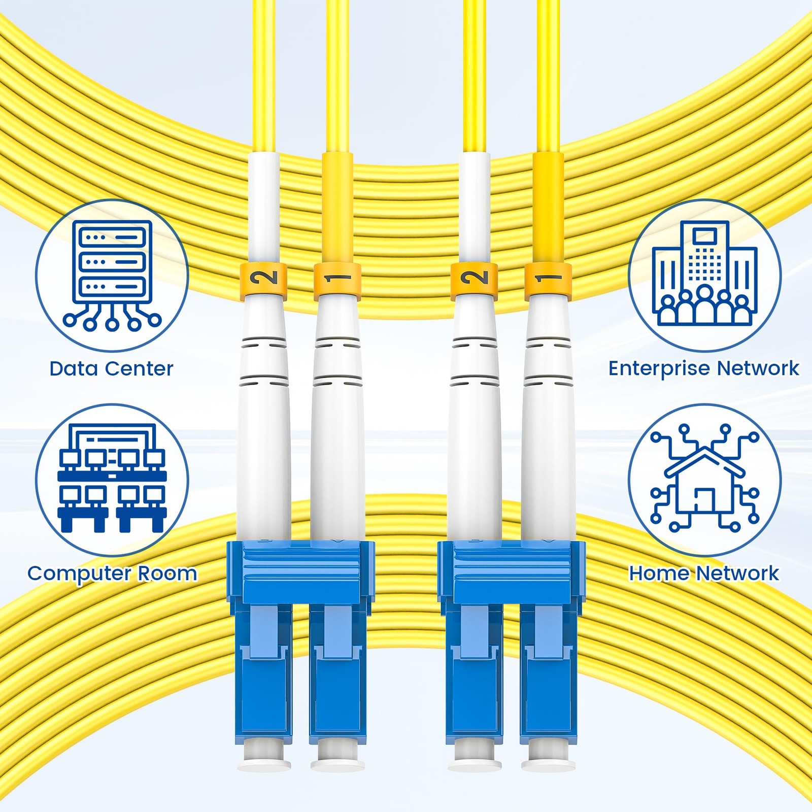 SpeedyCables OS2 LC-LC Fiber Cable 0.5m Yellow Duplex