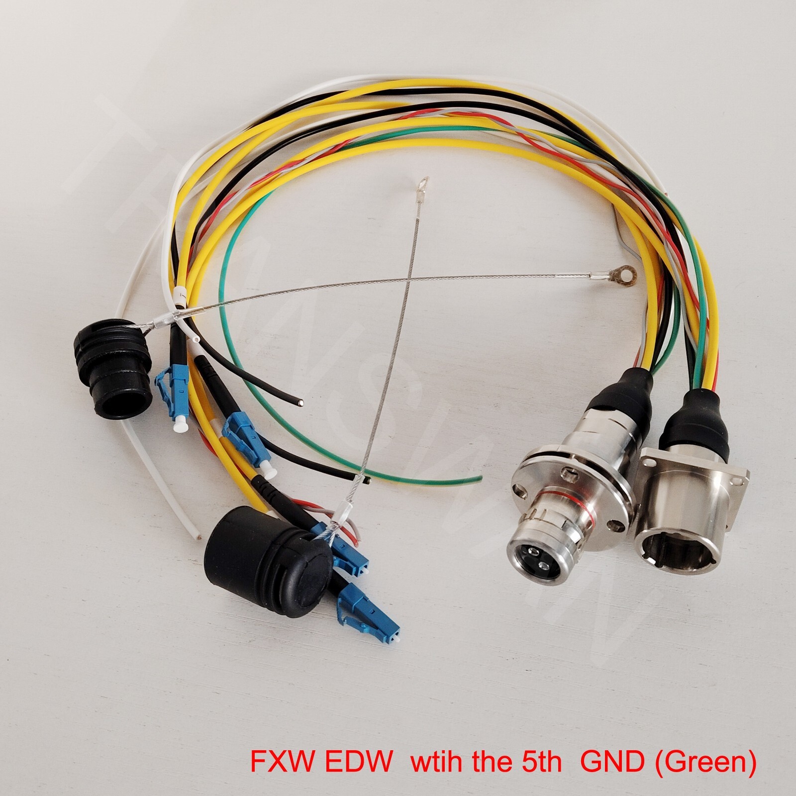 SMPTE311M 3K93C FXW & EDW with Tails 2 x SM Fibers & 5 x Wires, 5th GND (Green)