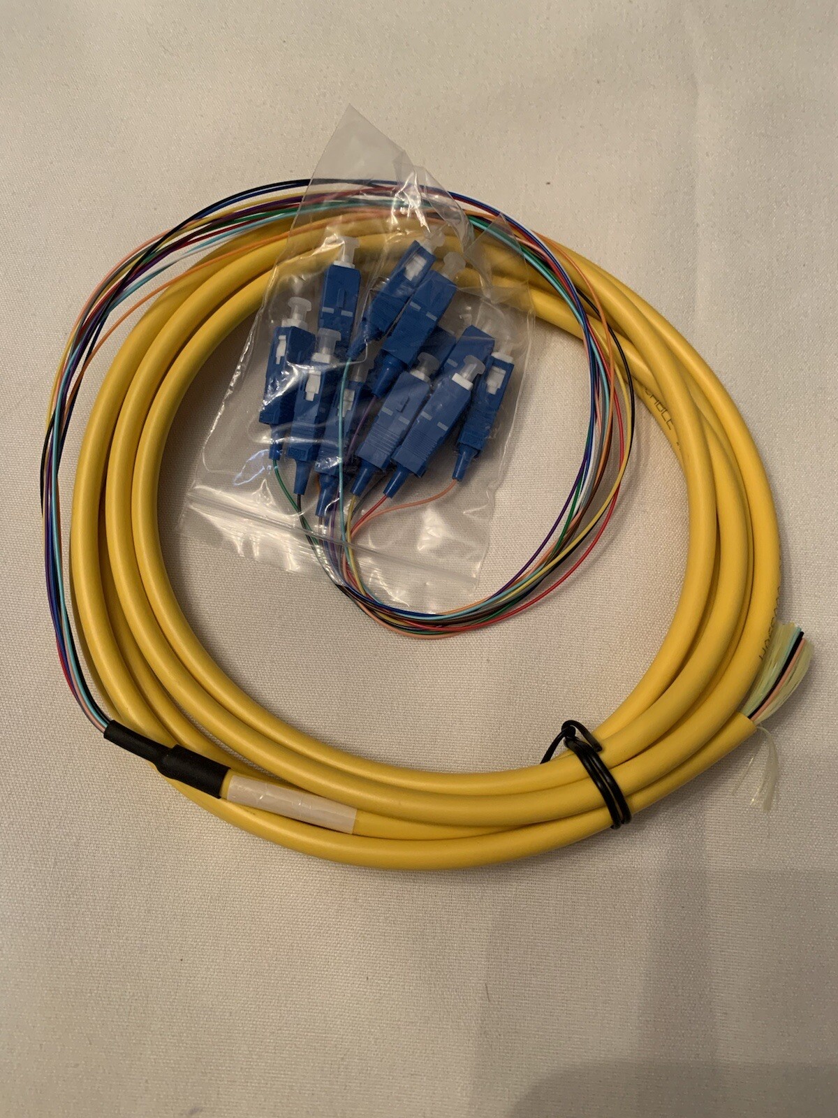 Quiktron 12 Strand Single Mode 9/125 Fiber Optic Pigtail 3m SC Blunt