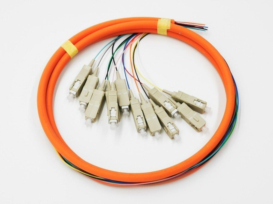 5pcs 12 Core OM1 OM2 Multimode 0.9mm Bunchy Ribbon Fiber Pigtail SC/LC/ST/FC