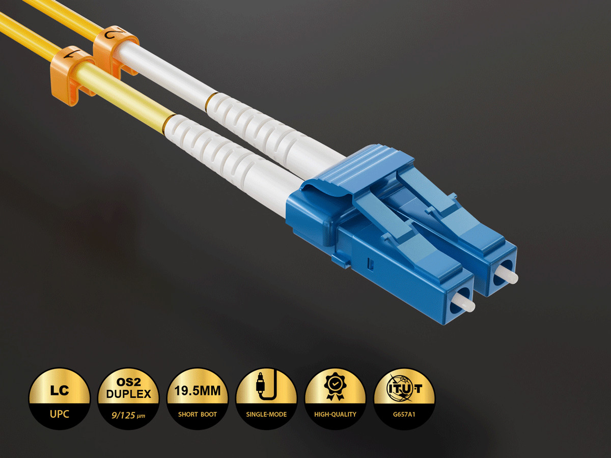 0.5m OS2 Short Boot LC TO LC UPC Duplex Corning Fiber Optic Cable SingleMode …