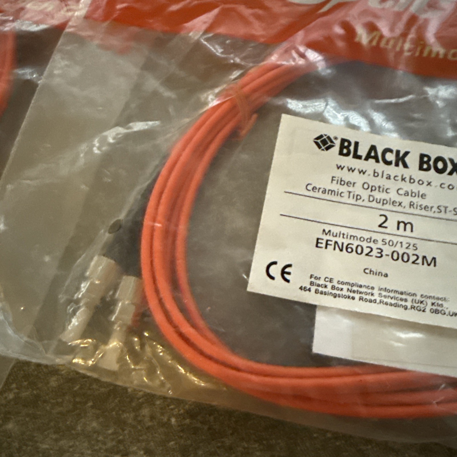 5 Lot Black Box Fiber Optic Cable Multimode 50/125 EFN6023-002M Ceramic Tip