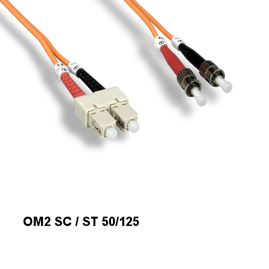 1M OM2 50/125 Fiber Optic Cable Multi-Mode Duplex SC/ST 2.0mm OD Ethernet Data