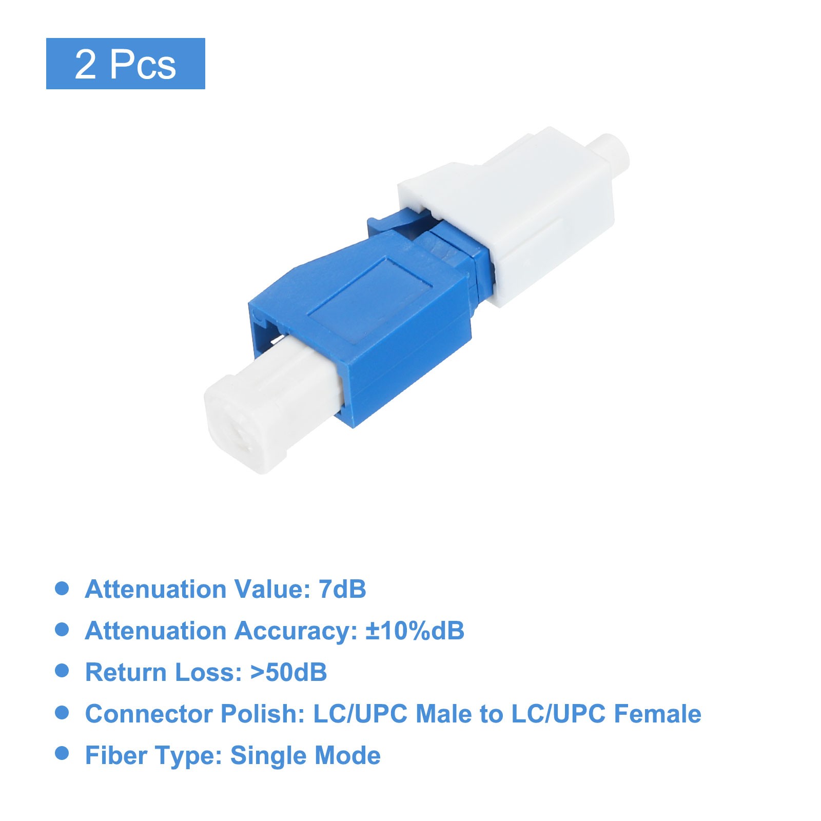2PCS Fiber Attenuator 7dB LC/UPC, Single Mode Fixed Male to Female Attenuator
