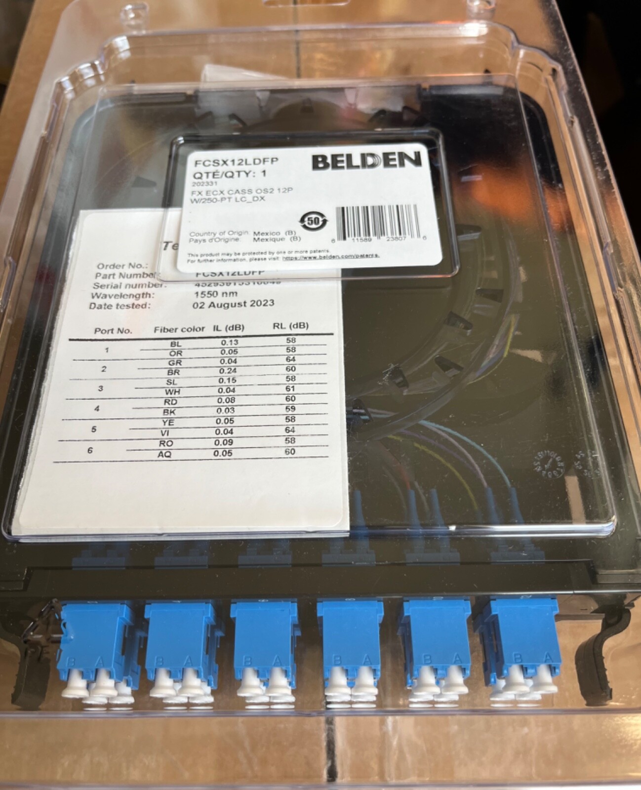 Belden FCSX12LDFP Fiber Cassette Pigtails Singlemode LC OS2 12P