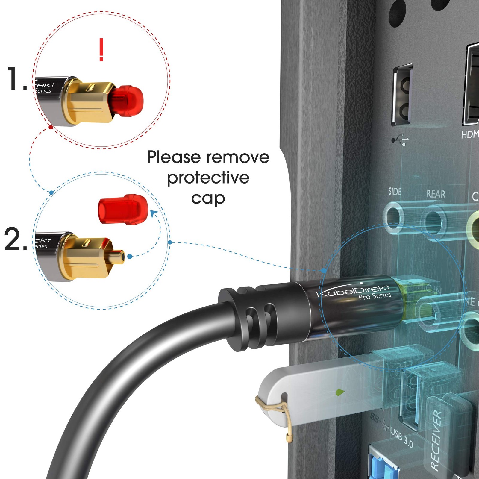 TOSLINK – Optical Audio Cable – 3ft – Fiber Optic Cord, S/PDIF Digital Audio …