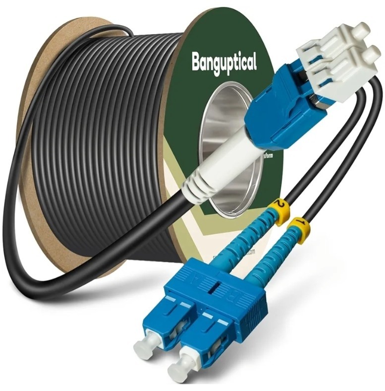 OD-5.0mm Outdoor 330ft (100m) Armored OS2 LC to SC Single Mode Fiber Cable NEW
