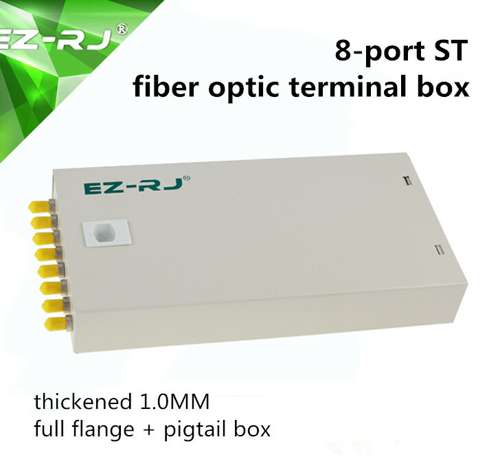 8-port ST fiber optic terminal box thickened 1.0MM full flange + pigtail box