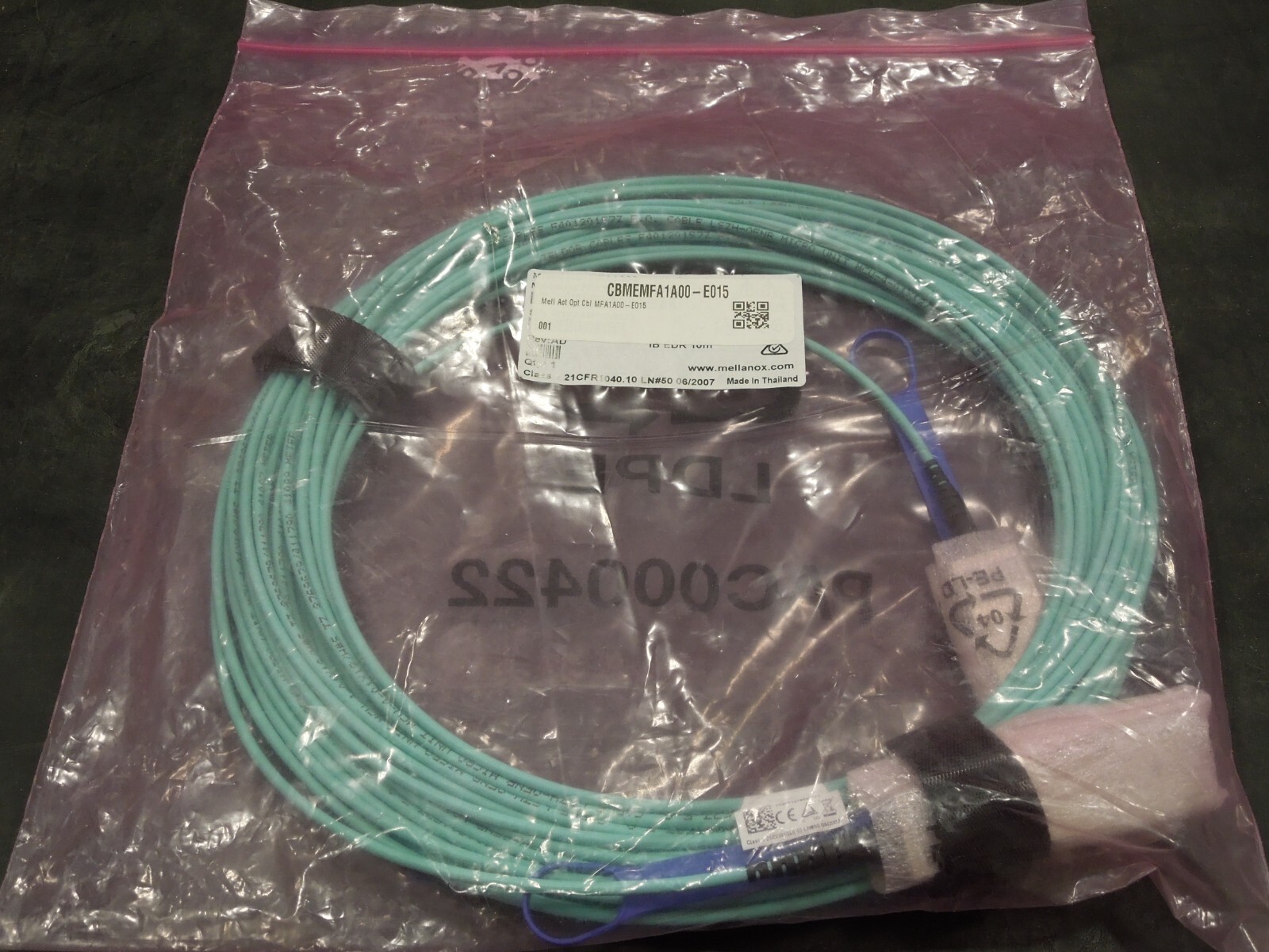 Mellanox MFA1A00-E015 MFF Active Optical Cable – Blue