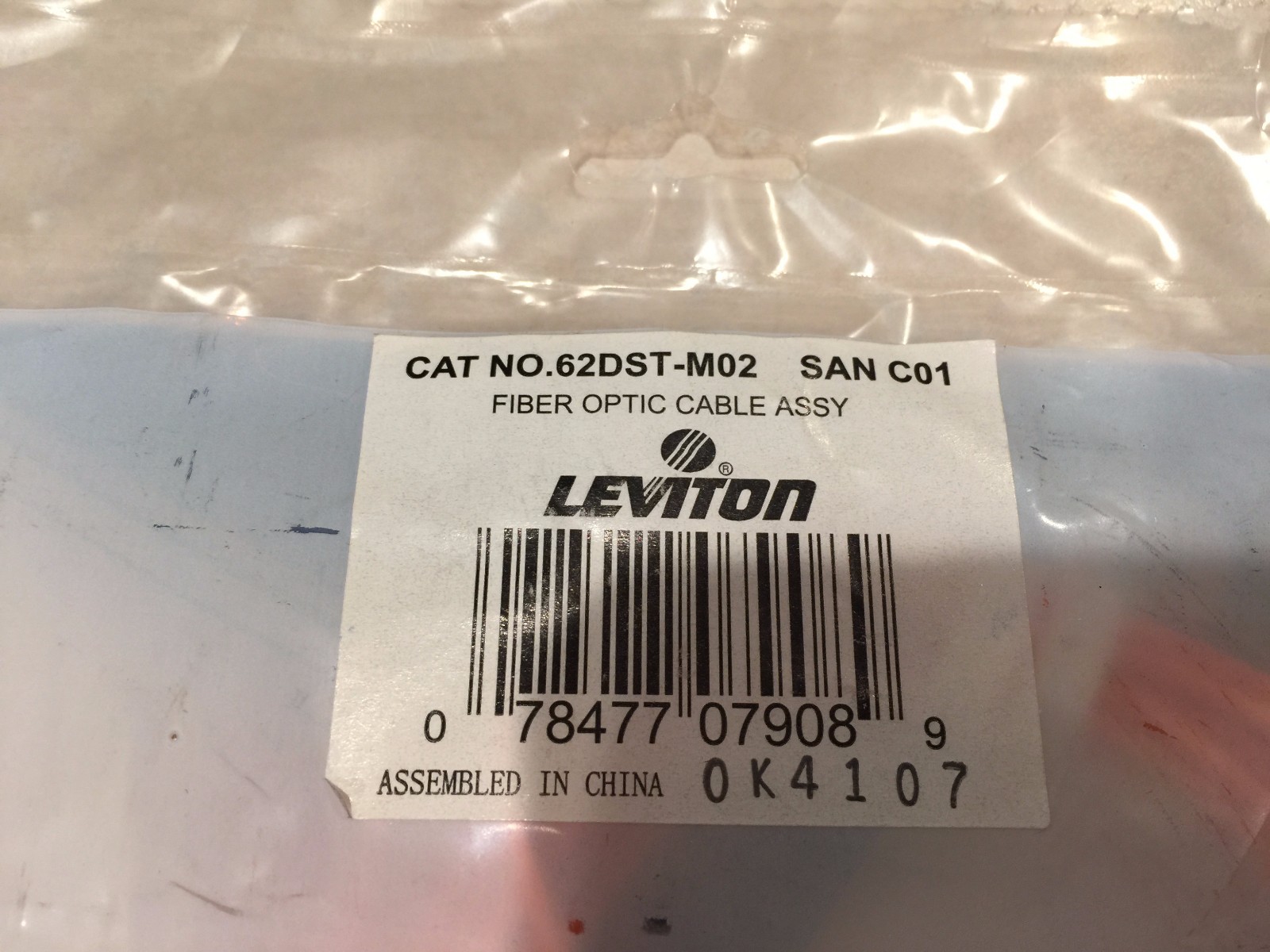 Leviton Fiber Optic Cable 62DST-M02 2m ST-ST fiber patch cable
