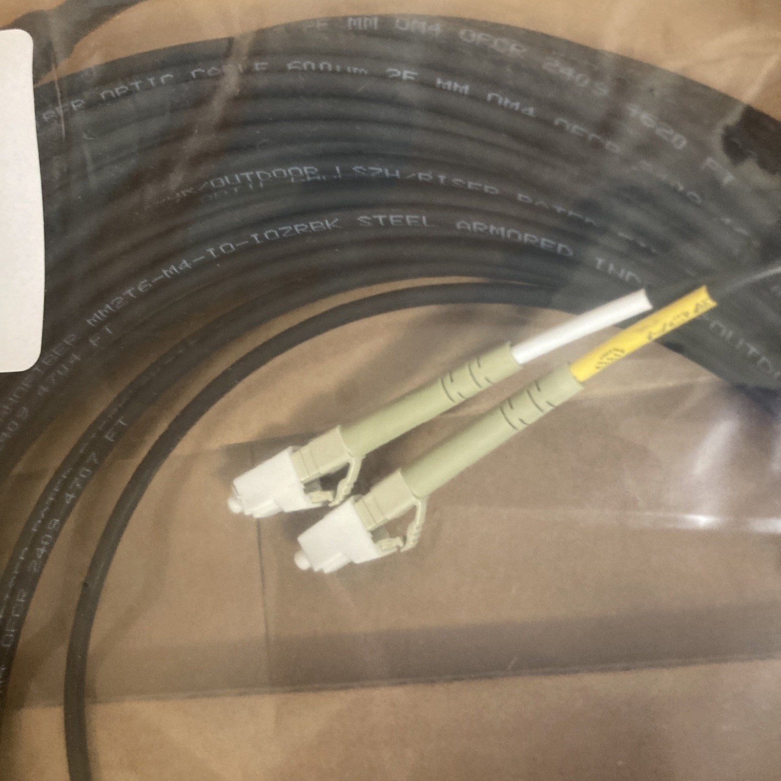 OM3 Fiber Optic Cable LC to LC In/Outdoor Armored Duo 105 Feet, TW Cable