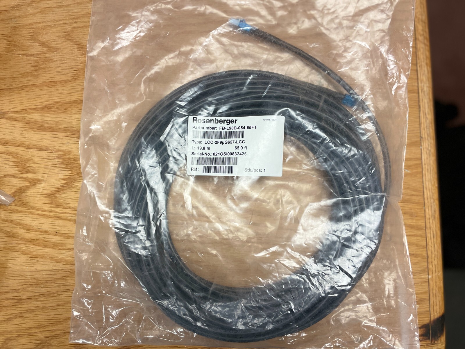 Rosenberger FB-L98B-054-65FT Outdoor Fiber Jumper, 2 Fibers, Multimode, 65FT