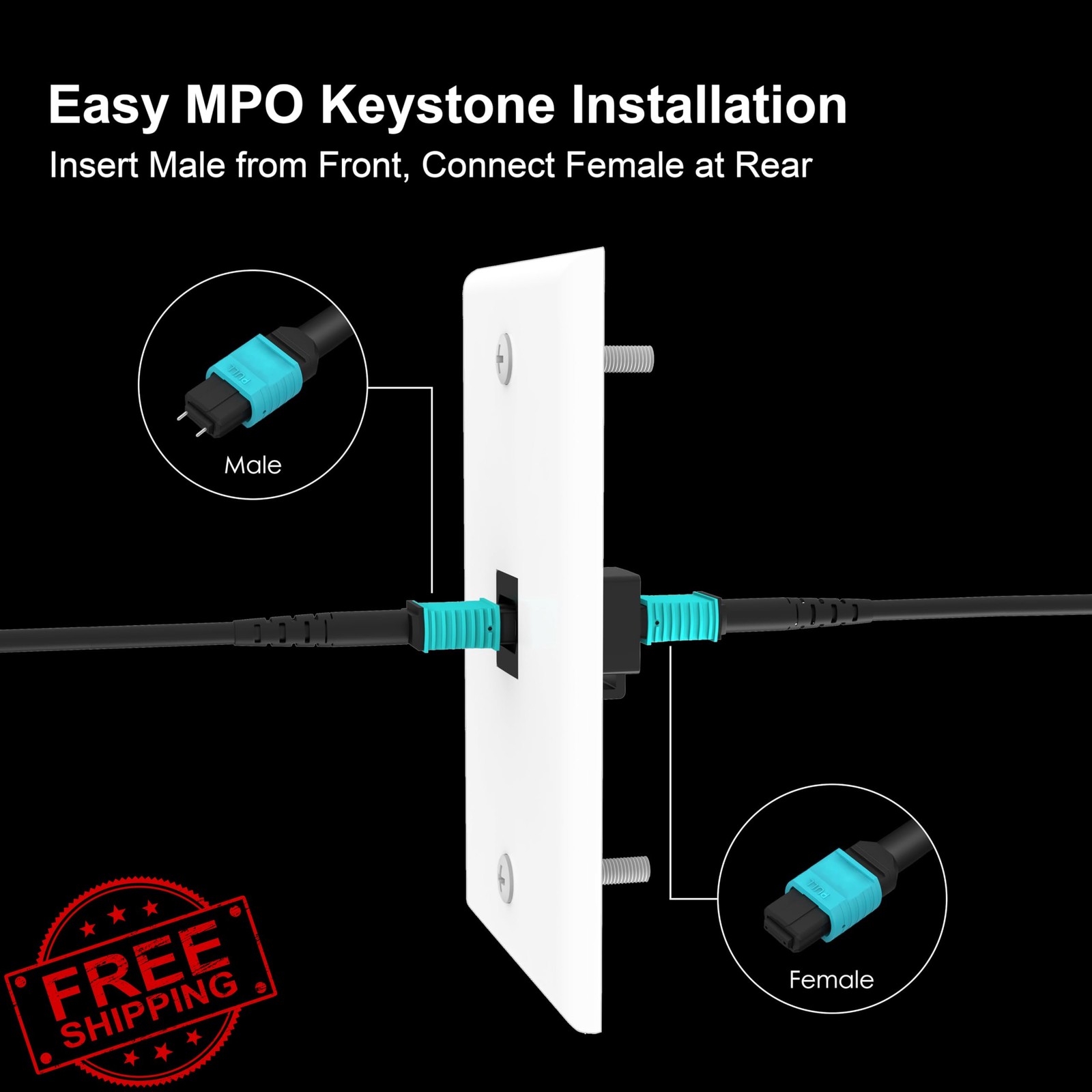 RUIPRO 3FT MPO M/F Fiber Optic Armored Cable