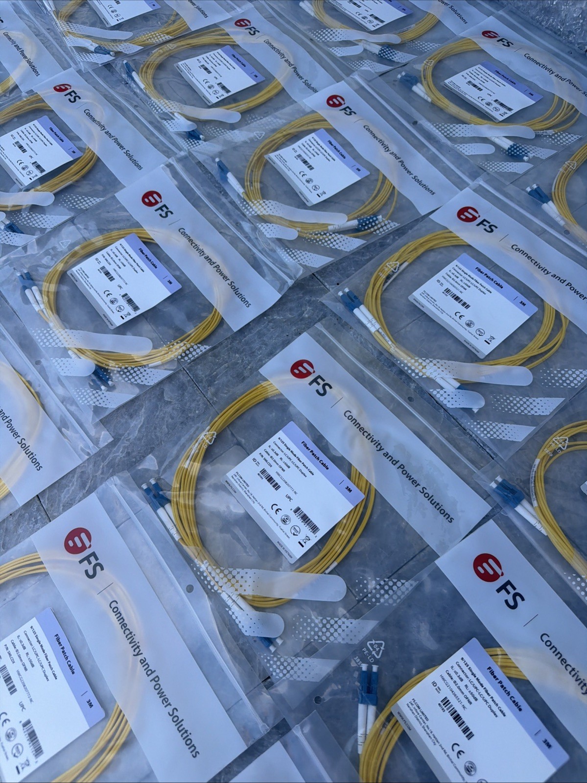Lot of 45 LC/UPC to LC/UPC 12 Fiber SM 9/125 Fiber Optic Patch Cables