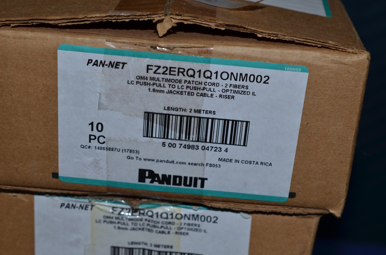 lot of 100 Panduit fiber optic cable FZ2ERQ1Q1ONM002 2 meter cables patch cord