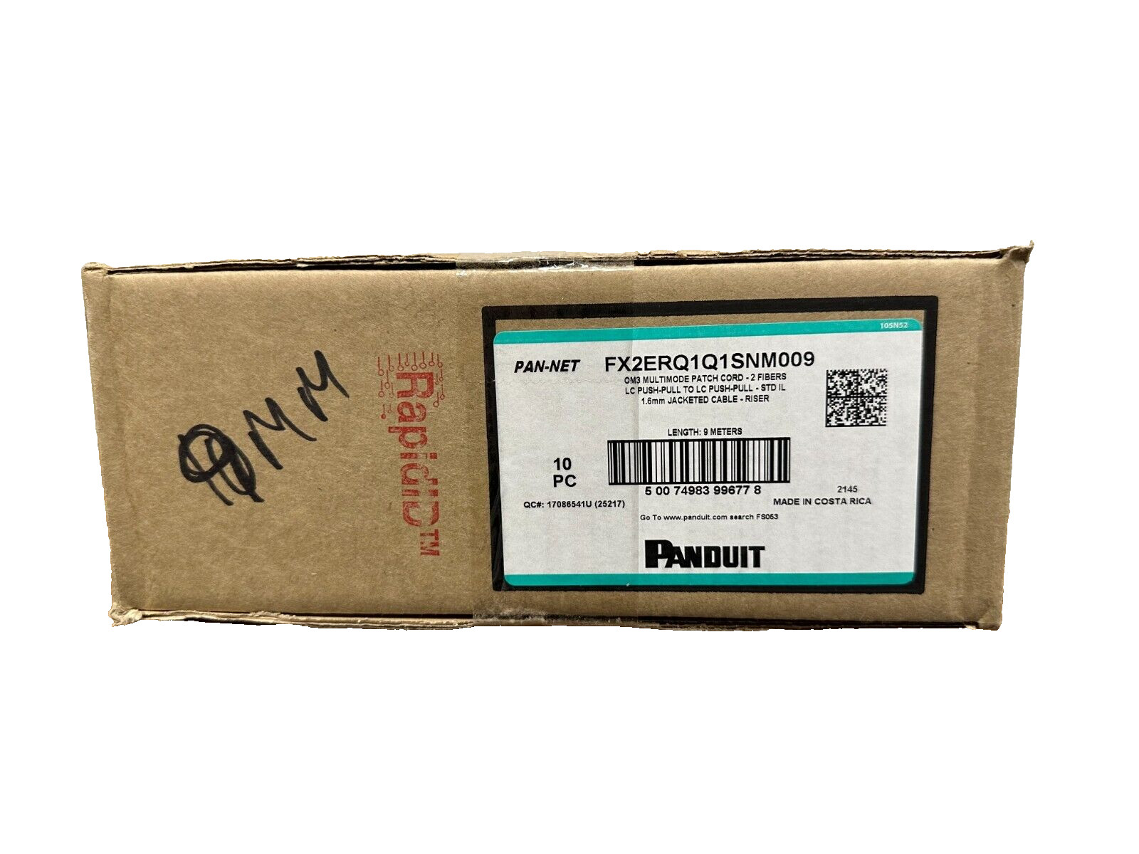 Panduit FX2ERQ1Q1SNM009 OM3 Multimode Patch Cord. 1.6mm – 10 pack