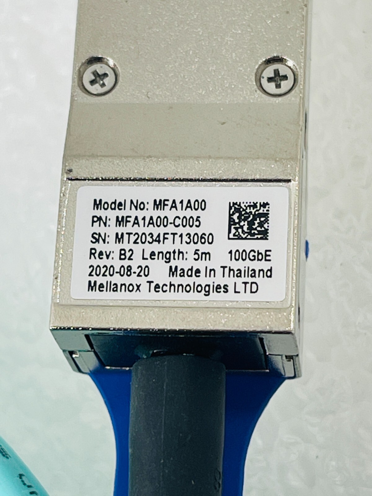 Mellanox MFA1A00 100GbE 5M Patch Active Optical Cable QSFP28 to QSFP28 Fiber DAC