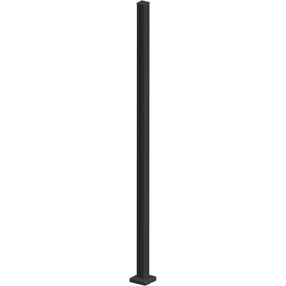 Modular Fencing 76 In. H Matte Black Aluminum Hard Surface Post for a 6 Ft. H Ou