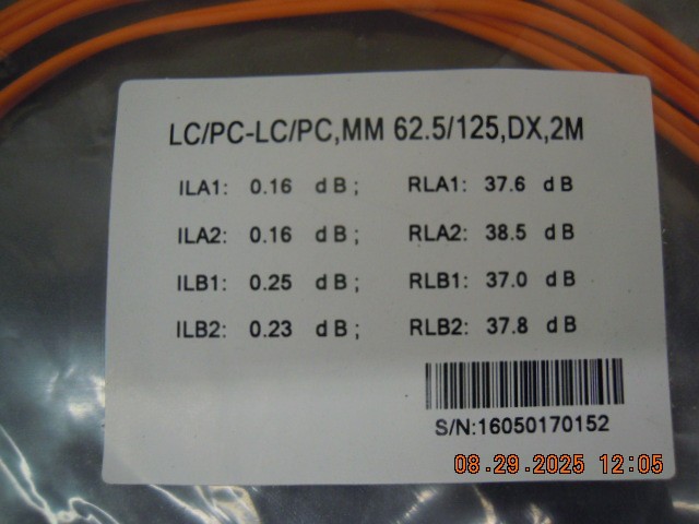Fiber Optic Patch Cable MultiMode | LC/PC – LC/PC, MM 62.5/125, DX, 2M |